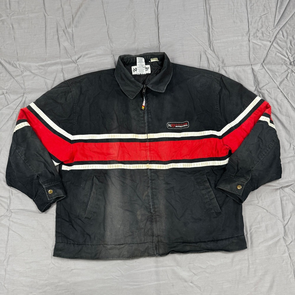Vintage Dodge Motorsports NASCAR Jacket Mens Large Checkered Flag Sports Black